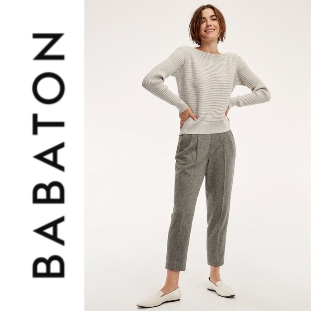 BABATON Aritzia Luc Sweater Ribbed-knit M boatneck flawless smoke and pet free - Picture 4 of 7